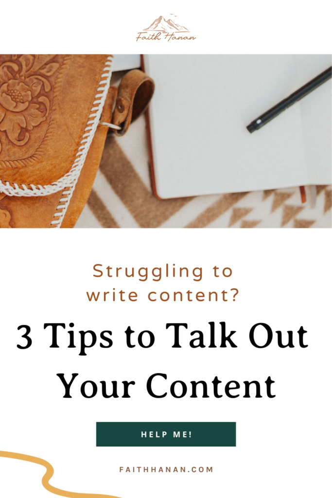 graphic of tips to talk out your content with background image of western purse, pendleton blanket, and sharpie pen