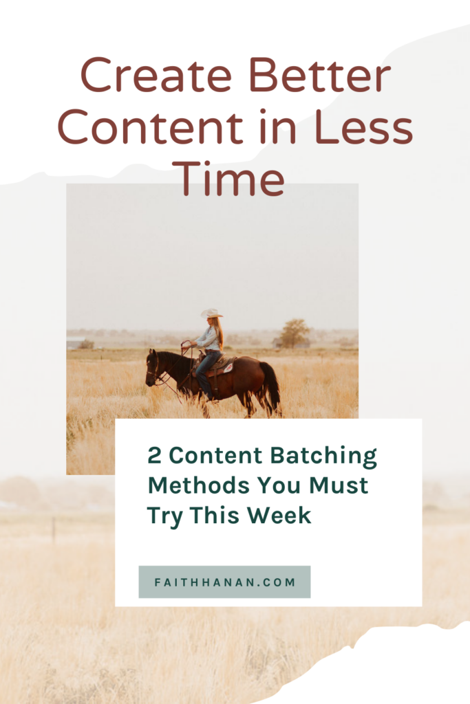 content creation tips from Christian business coach Faith Hanan riding a bay horse on the plains