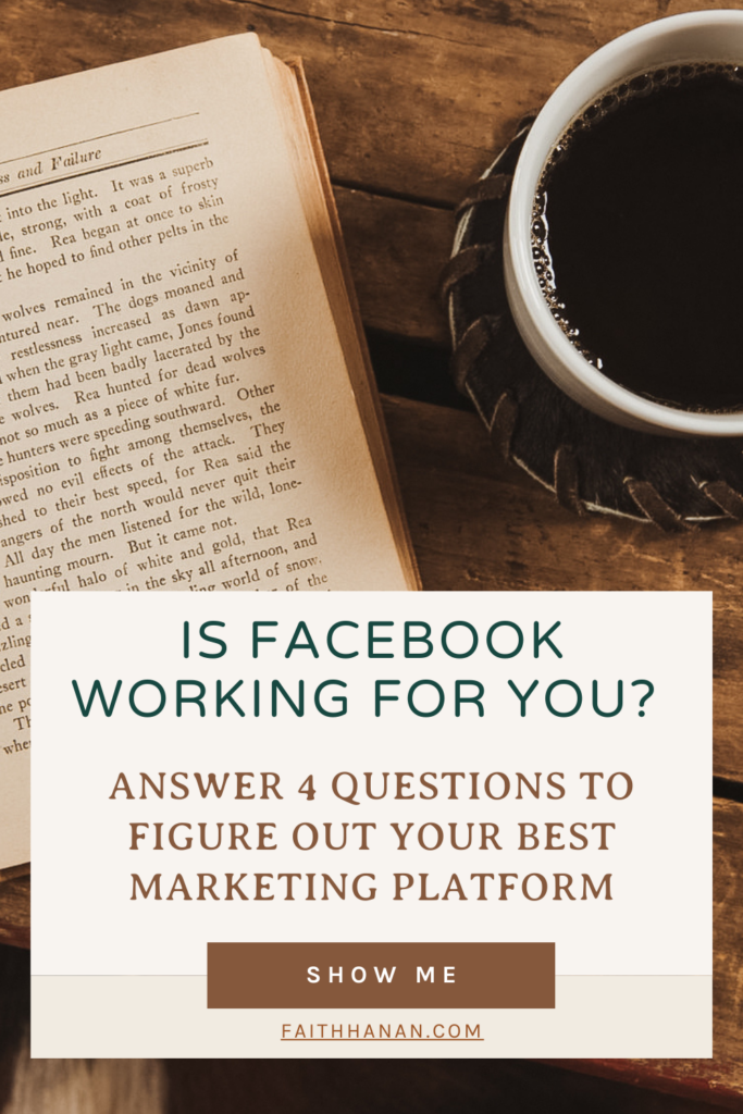 A cup of coffee and an open book on a table as we learn if Facebook is working and how we can figure out the best marketing platform.