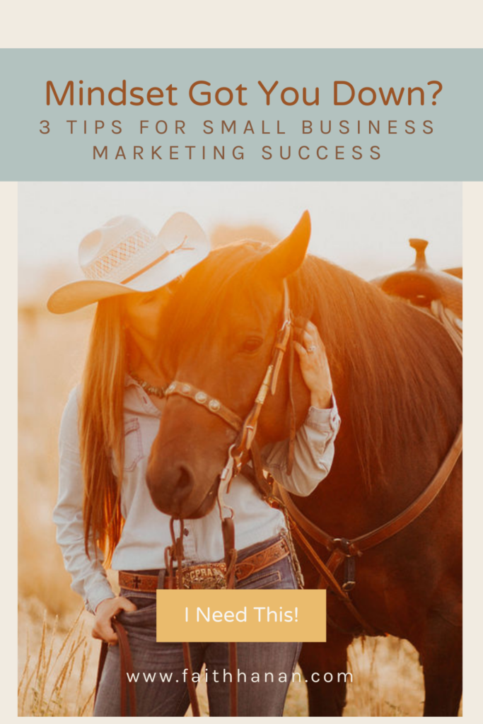 Woman with cowboy hat nuzzles horse as she teaches 3 tips for small business marketing success