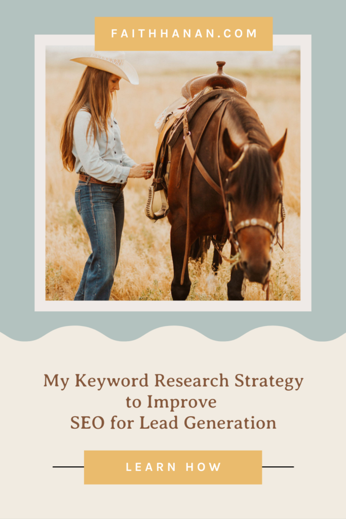 woman fixing horse saddle teaching keyword research strategy to improve SEO for lead generation