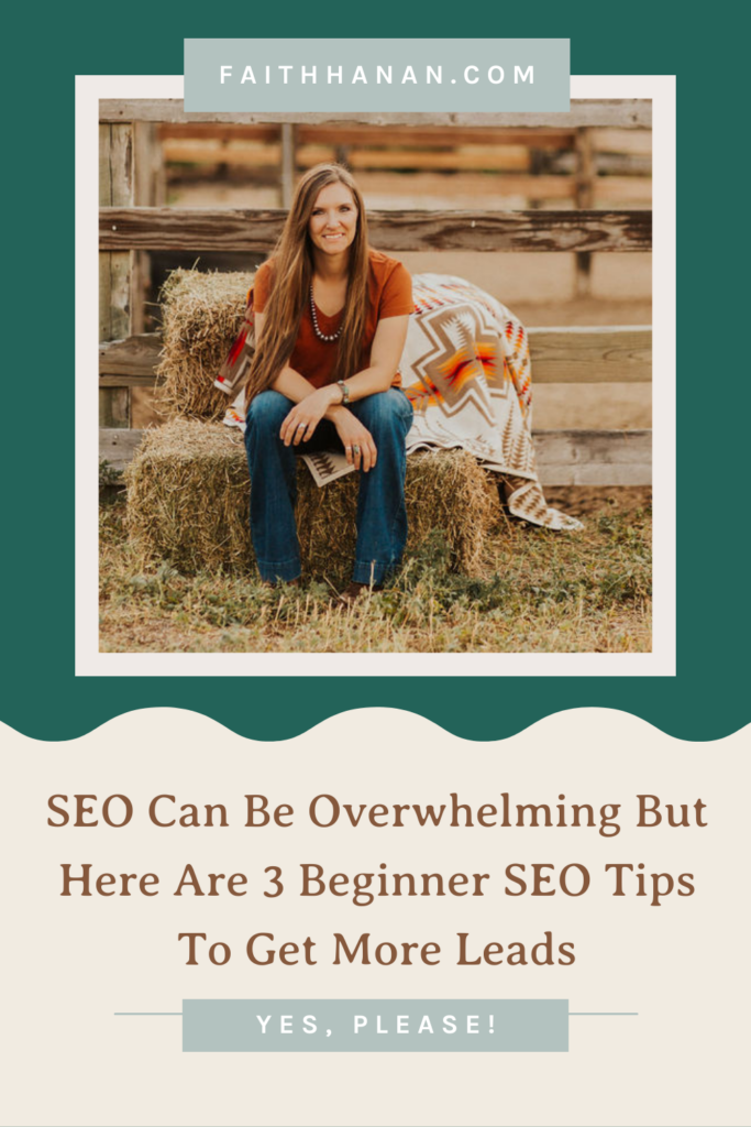 Woman with long brown hair sitting on hay bales teaching business owners beginner seo tips